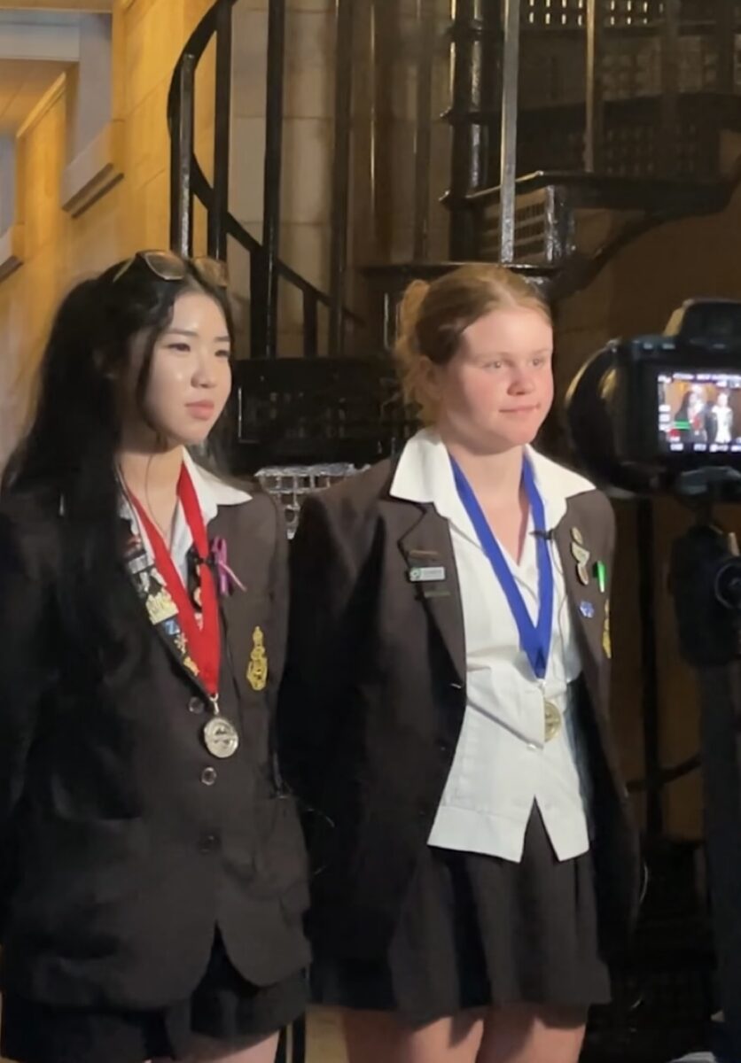 Award recipients being interviewed